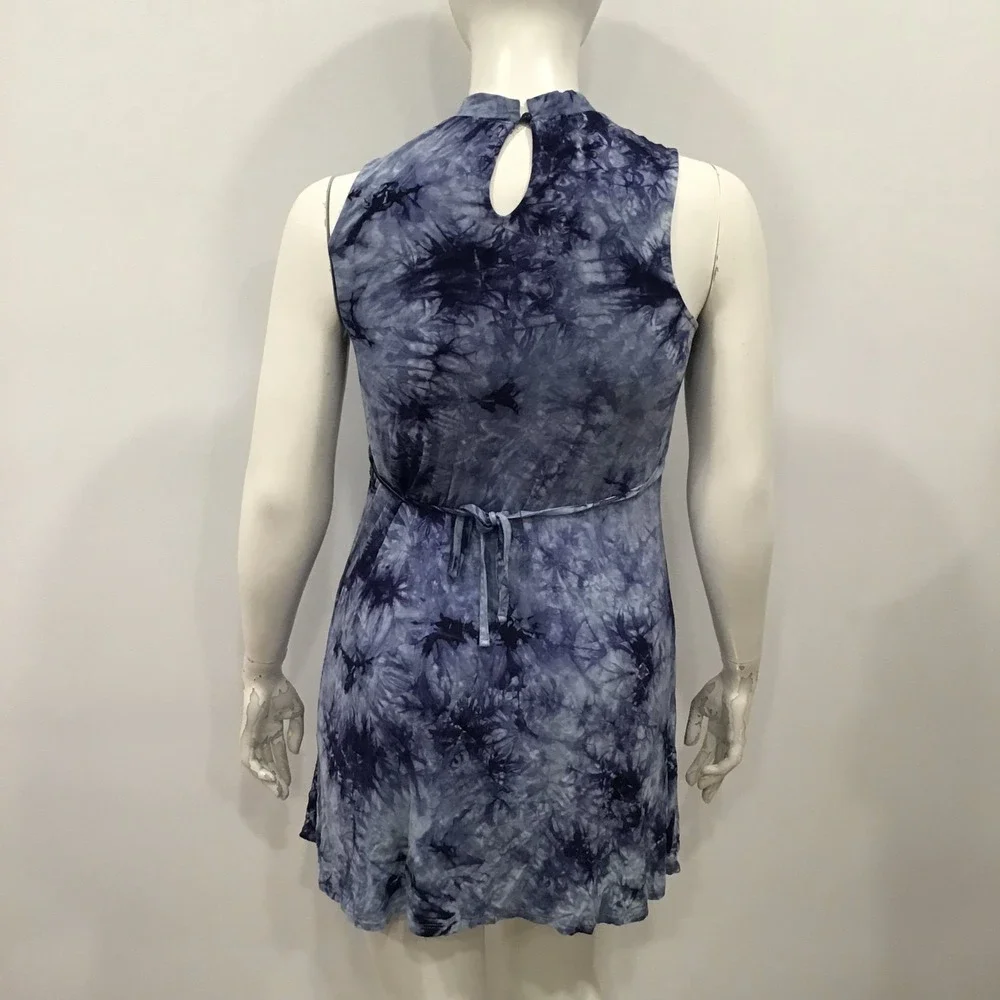 Justice‎ Girls Dress Tie Dye Size 20 Plus Blue Sleeveless Stretch Boho Mock Neck